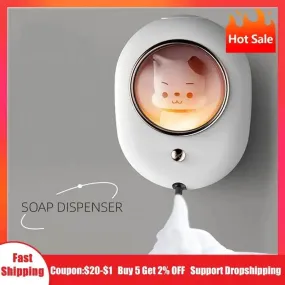 New Soap Dispenser Cute Pet Automatic Hand Washing Machine With The Lamp Wall-Mounted Induction Foam Soap Dispenser For Home