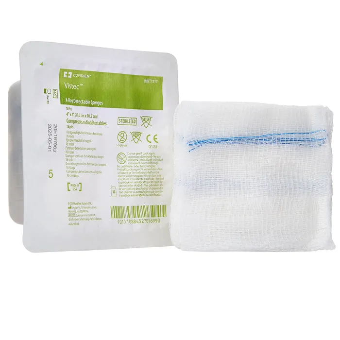 Visitec Gauze Sponge X-Ray Detectable 4 x 4 Inch 16-Ply, USP Type VII, Sterile 10/Tray